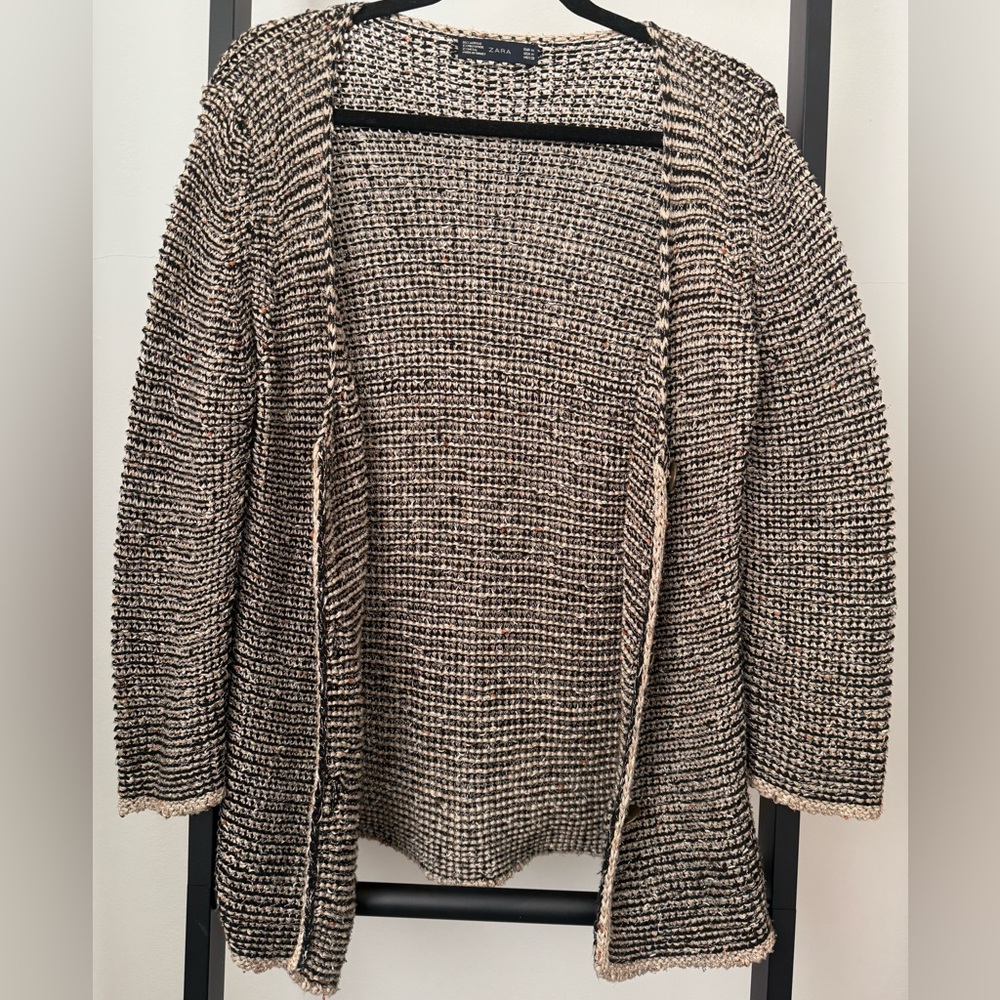 Zara Multicolor Metallic Knit Cardigan Medium